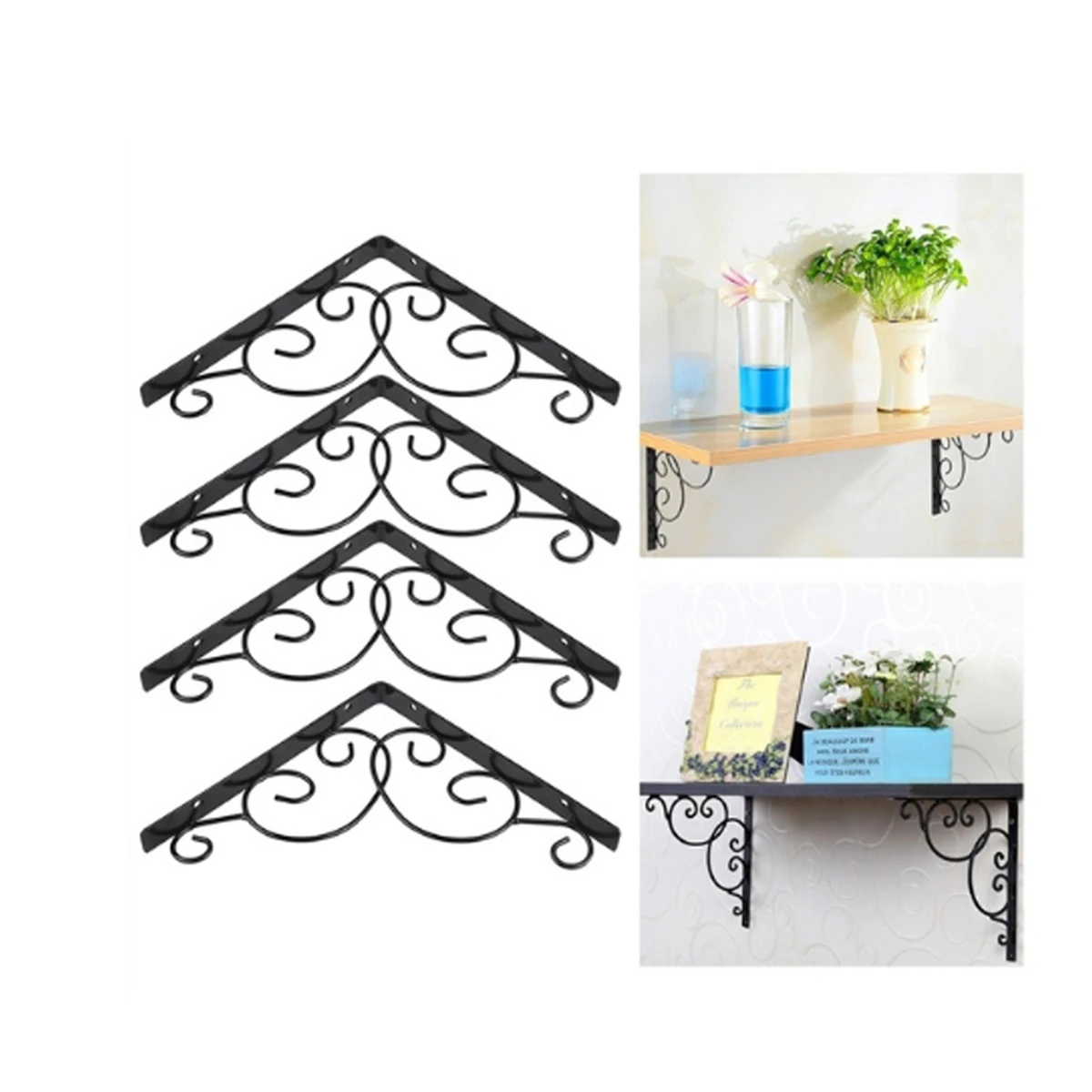 2pcs Iron Shelf Brackets Wall Mounted Floral Vintage Style Bookrack Support Sturdy Brackets For Home Office Black
2pcs Iron Shelf Brackets Wall Mounted Floral Vintage Style Bookrack Support Sturdy Brackets For Home Office Black