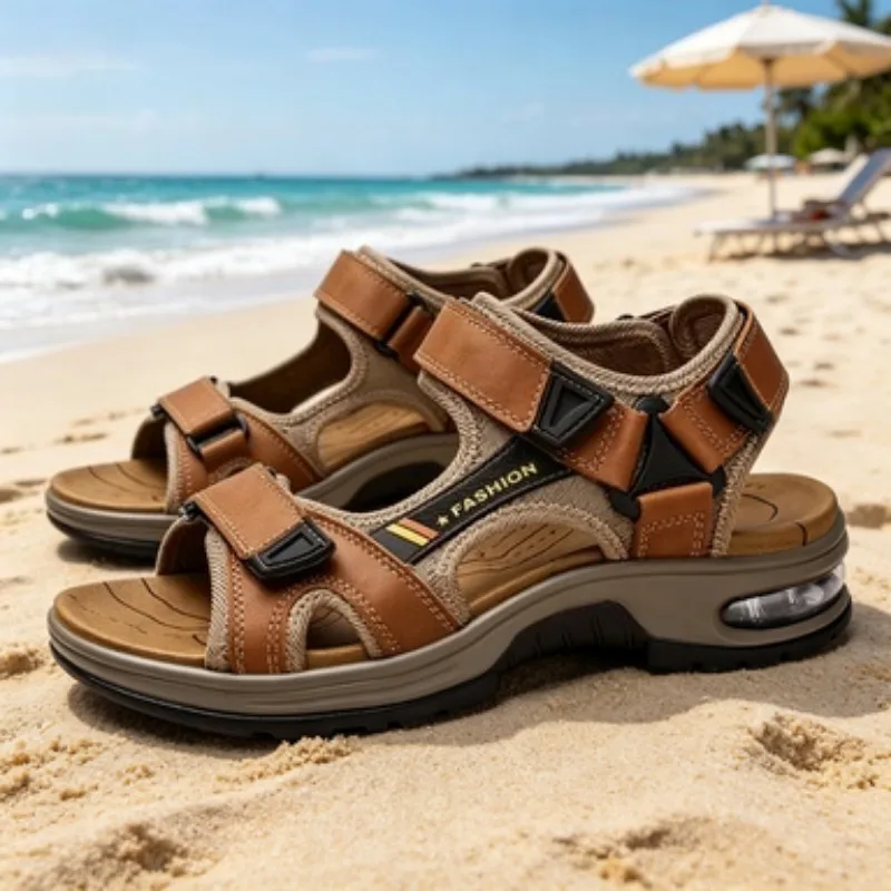 Brand Summer Men's Sandals Genuine Leather Men Slippers Gladiator Men Beach Sandals Soft Comfortable Outdoors Wading Shoes 38-46
Brand Summer Men's Sandals Genuine Leather Men Slippers Gladiator Men Beach Sandals Soft Comfortable Outdoors Wading Shoes 38-46