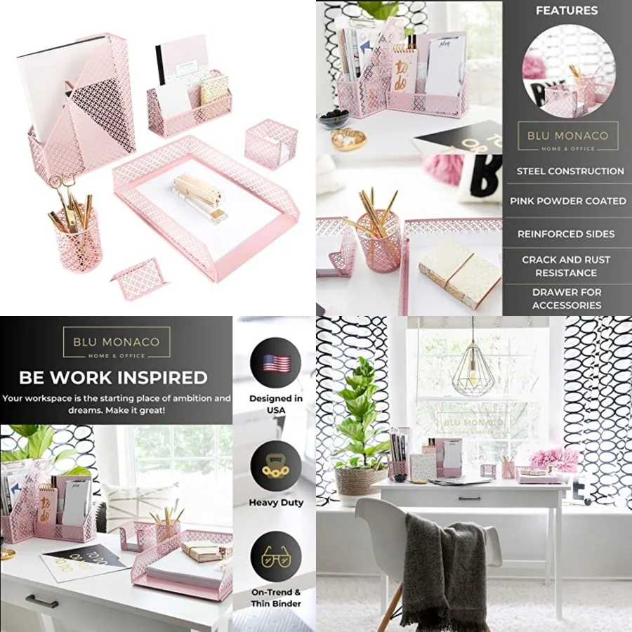 Desk Organizer Set 6-Piece Metal Desktop Accessories Mail Sorter Organizer Countertop Letter Sorter for Desk Mesh Pen Holder Ho
Desk Organizer Set 6-Piece Metal Desktop Accessories Mail Sorter Organizer Countertop Letter Sorter for Desk Mesh Pen Holder Ho