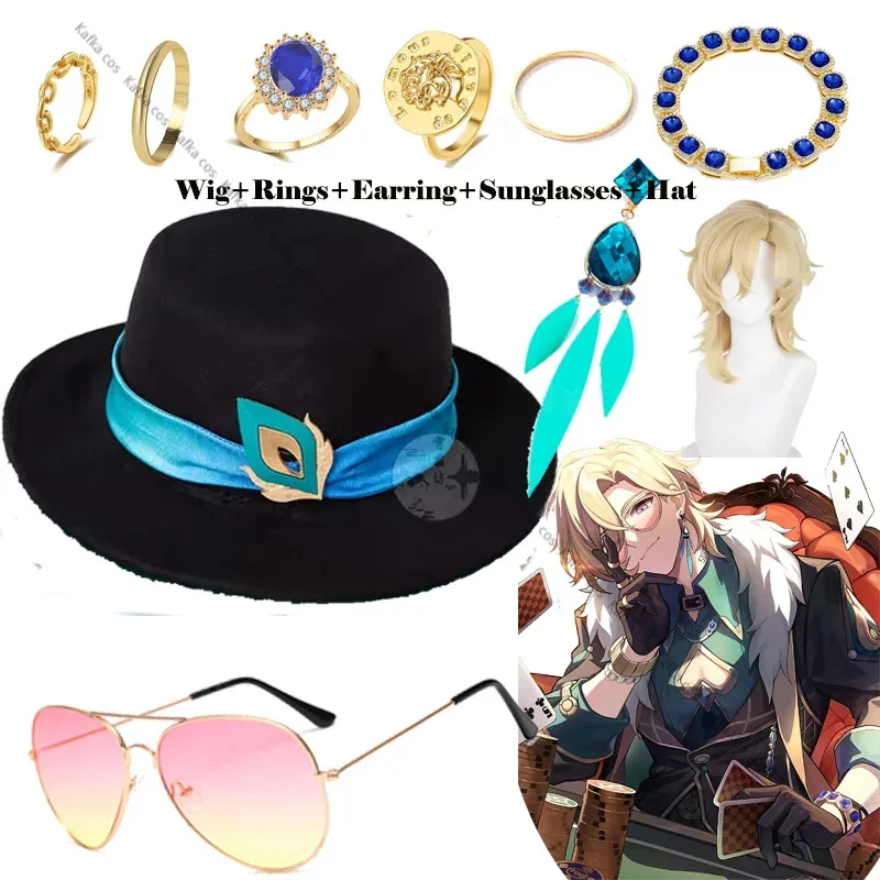 Honkai Star Rail Aventurine Cosplay Hat Wig Earring Dice Rings Cosplay Anime Cosplay Wigs Women Men Halloween Role Play Cos Prop
Honkai Star Rail Aventurine Cosplay Hat Wig Earring Dice Rings Cosplay Anime Cosplay Wigs Women Men Halloween Role Play Cos Prop