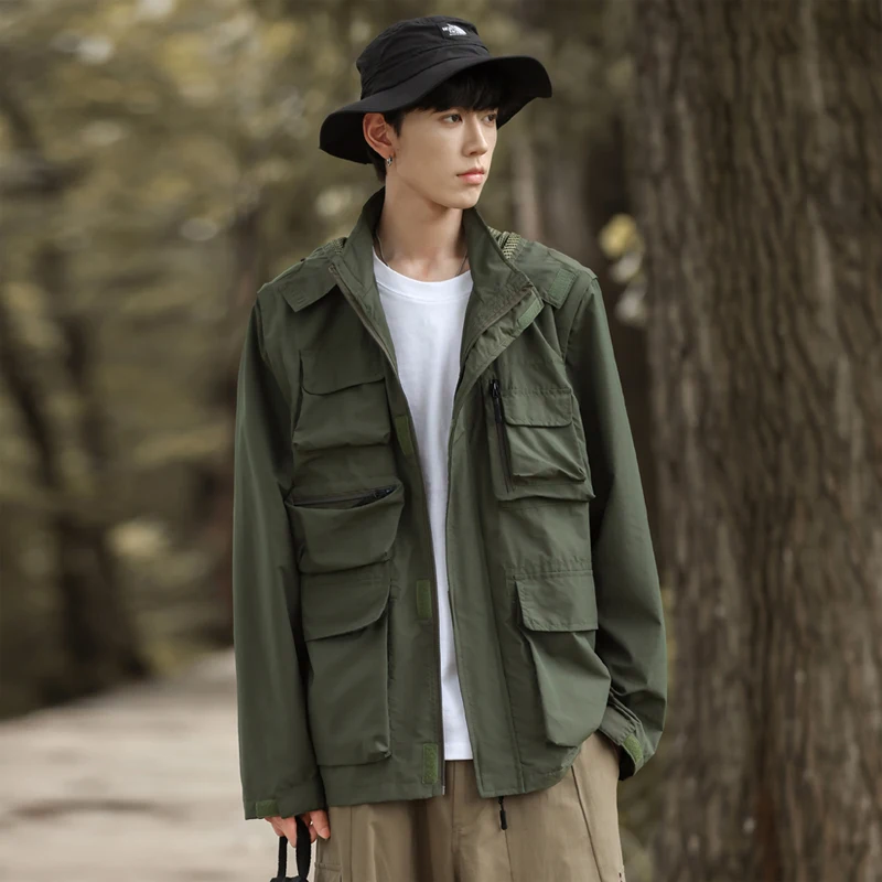 Spring Men's Jacket Casual Fashion Solid Color Multi Pocket Hunting Hooded Jacket Outdoor Hiking Fishing Mountaineering Suit
Spring Men's Jacket Casual Fashion Solid Color Multi Pocket Hunting Hooded Jacket Outdoor Hiking Fishing Mountaineering Suit