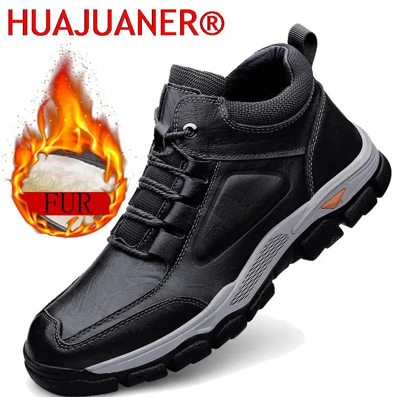 Winter Men's Boots Outdoor Hiking Boots Leather Thick Soled Safety Boots Lace Up Outdoor Travel Shoes Plush Fur Fashion Boots
Winter Men's Boots Outdoor Hiking Boots Leather Thick Soled Safety Boots Lace Up Outdoor Travel Shoes Plush Fur Fashion Boots
