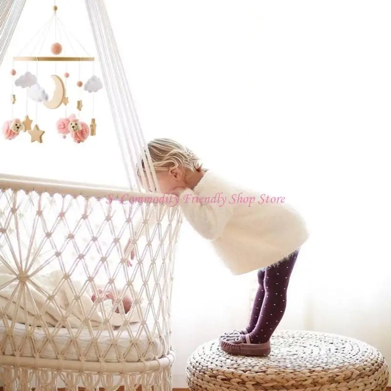 85AE Handcrafted Wooden Star Moon Sheep Nursery Mobile For Newborns Visual Auditory Development
85AE Handcrafted Wooden Star Moon Sheep Nursery Mobile For Newborns Visual Auditory Development