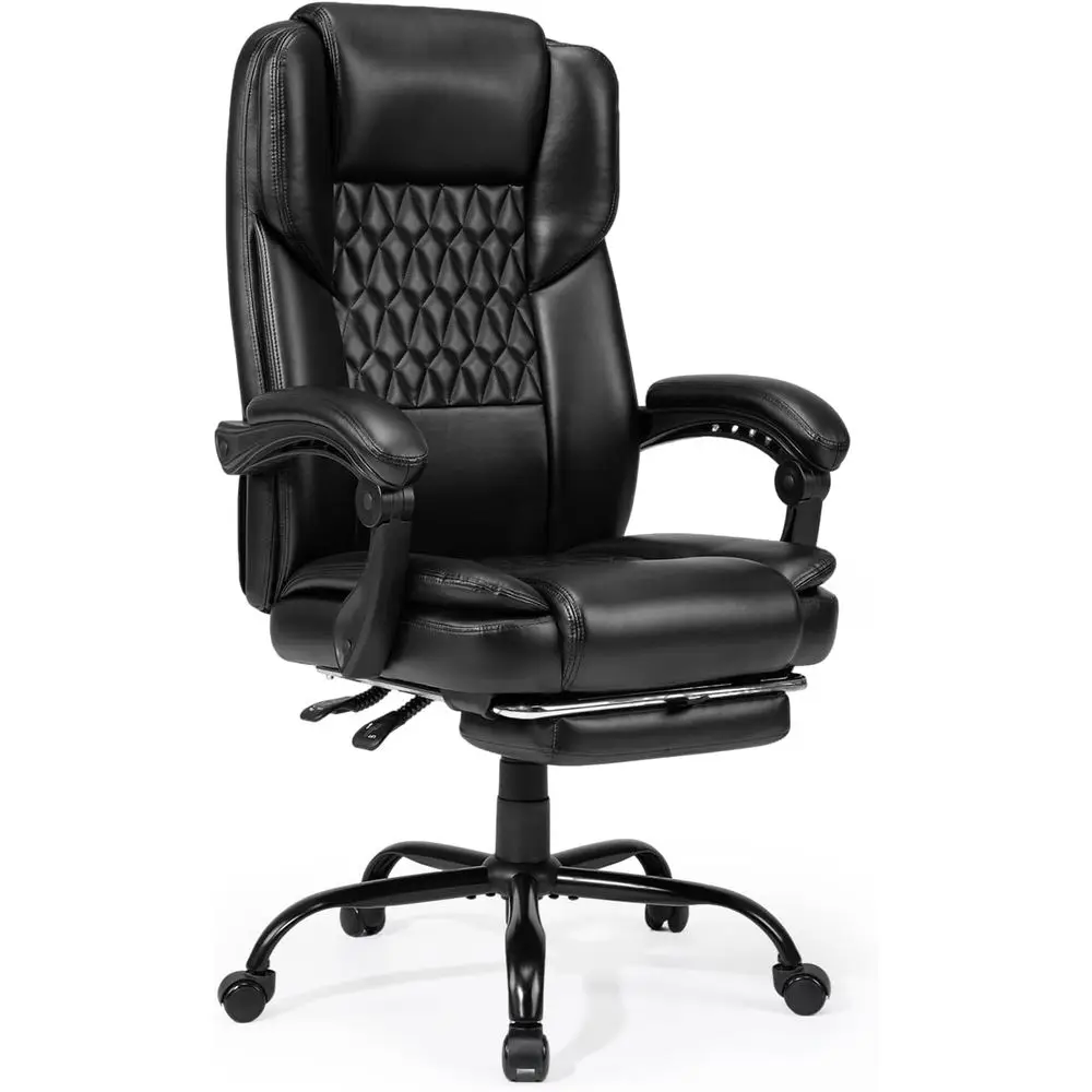 High-Back Leather Desk Chair for Big and Tall, Reclining with Footrest, Wide Seat, Lumbar Support, Ergonomic for Home or Office
High-Back Leather Desk Chair for Big and Tall, Reclining with Footrest, Wide Seat, Lumbar Support, Ergonomic for Home or Office