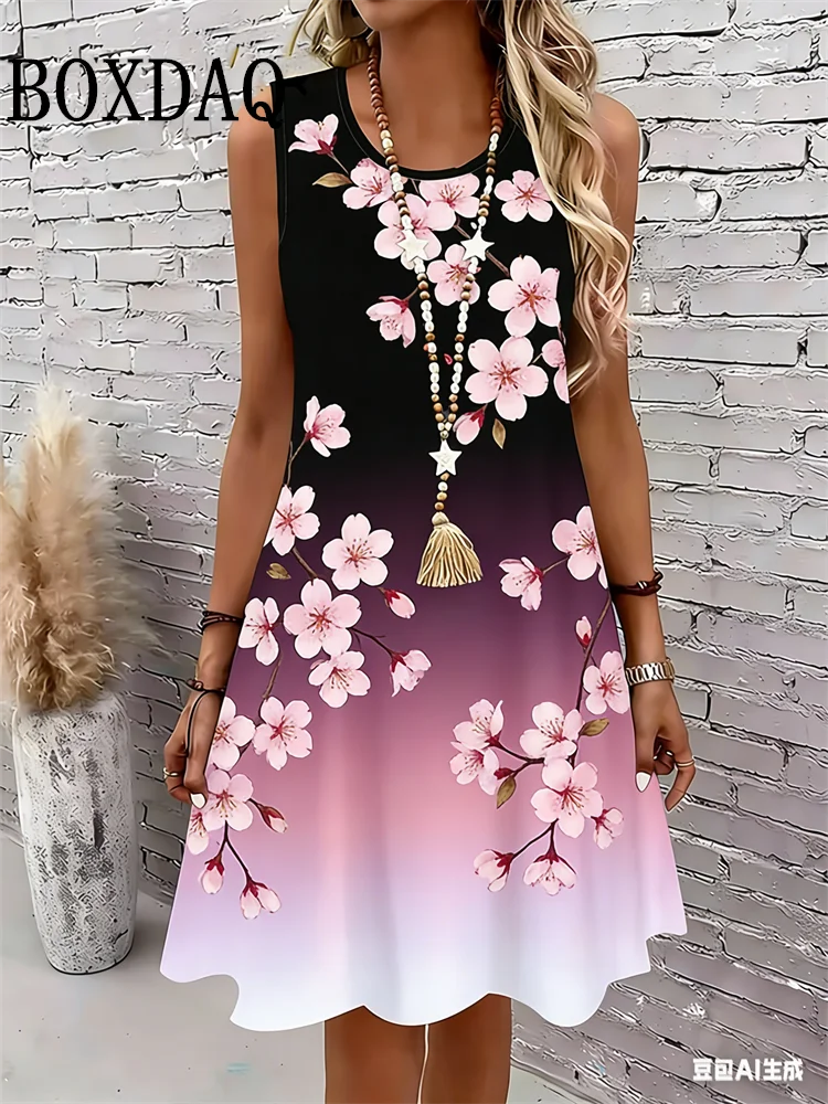 Women's Sleeveless A Line Dress Pink Floral 3D Print Dresses Summer Woman Clothing Sundress Casual Plus Size Ladies Beach Dress
Women's Sleeveless A Line Dress Pink Floral 3D Print Dresses Summer Woman Clothing Sundress Casual Plus Size Ladies Beach Dress