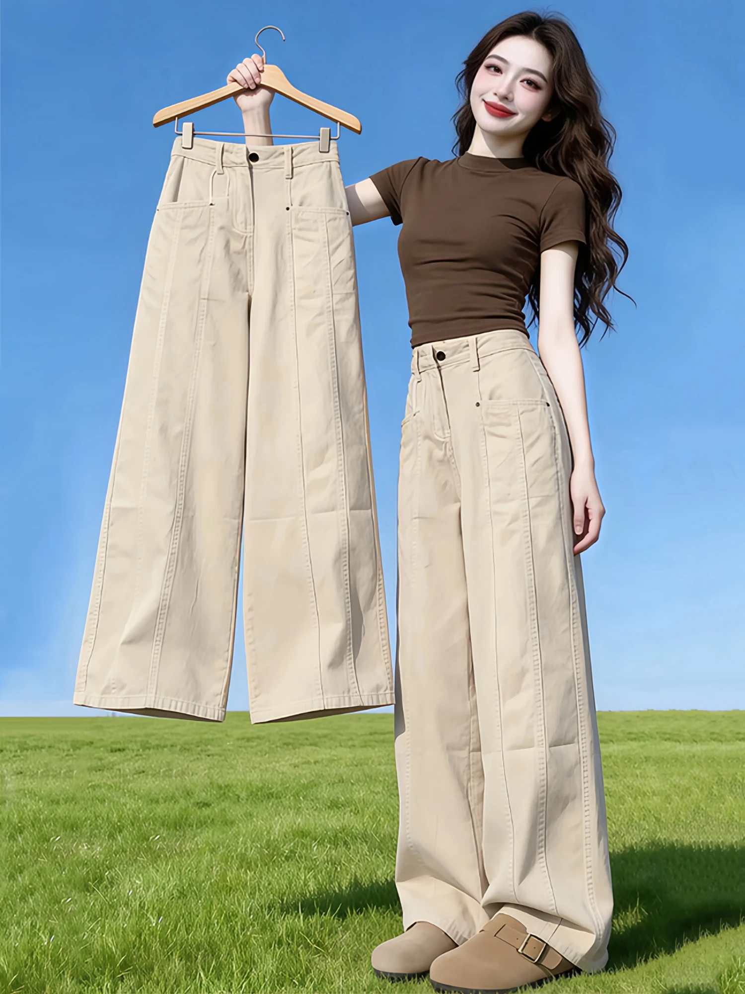 Ultra Popular Slimming Summer Casual Women's Fashion Set Loose Wide Leg Pants Short Sleeve T-Shirt Two-Piece Pure Color Outfit
Ultra Popular Slimming Summer Casual Women's Fashion Set Loose Wide Leg Pants Short Sleeve T-Shirt Two-Piece Pure Color Outfit