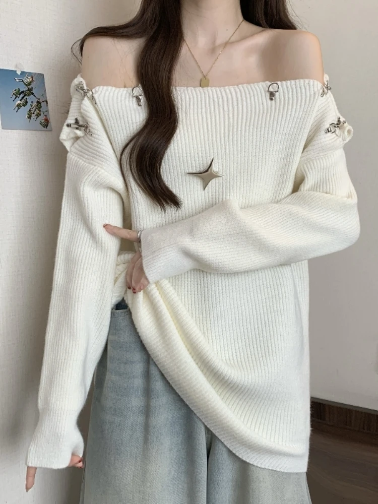 Unique Chic Long Sleeve Knitted Sweater Women's Spring Shoulder Baring Sweet And Spicy Style Comfortable Soft Korean Version
Unique Chic Long Sleeve Knitted Sweater Women's Spring Shoulder Baring Sweet And Spicy Style Comfortable Soft Korean Version