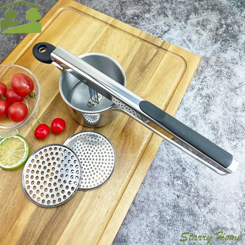 Stainless Steel Potato Masher Manual Hand Press Juice Squeezer with 3 Interchangeable Discs Silicone Handle Spaghetti Presser
Stainless Steel Potato Masher Manual Hand Press Juice Squeezer with 3 Interchangeable Discs Silicone Handle Spaghetti Presser