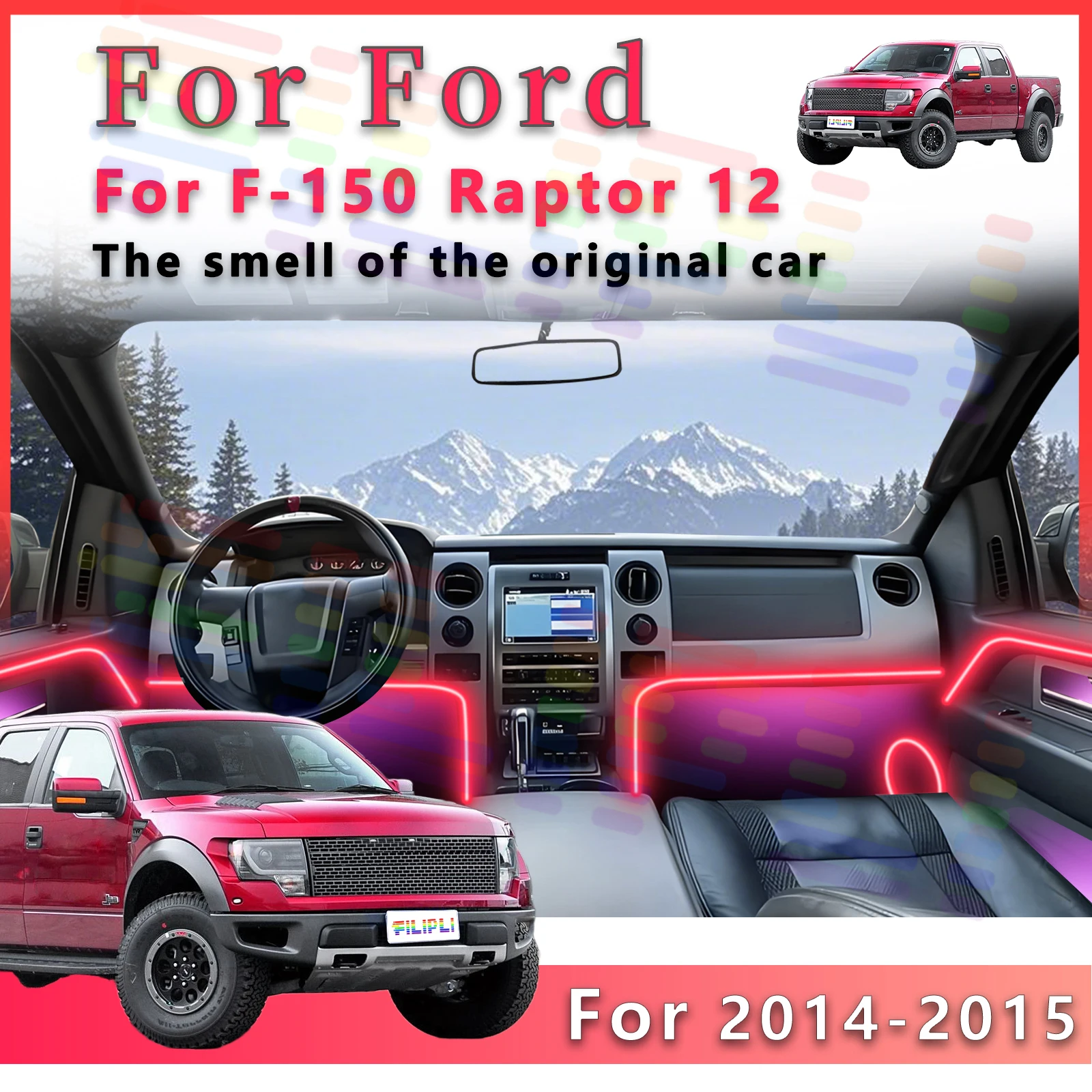 Для Ford F-150 Raptor 12-го поколения, внутренняя отличительная светодиодная лампа окружающего освещения, 64 цвета, акриловая полоса с управлением через приложение и персональным
Для Ford F-150 Raptor 12-го поколения, внутренняя отличительная светодиодная лампа окружающего освещения, 64 цвета, акриловая полоса с управлением через приложение и персональным