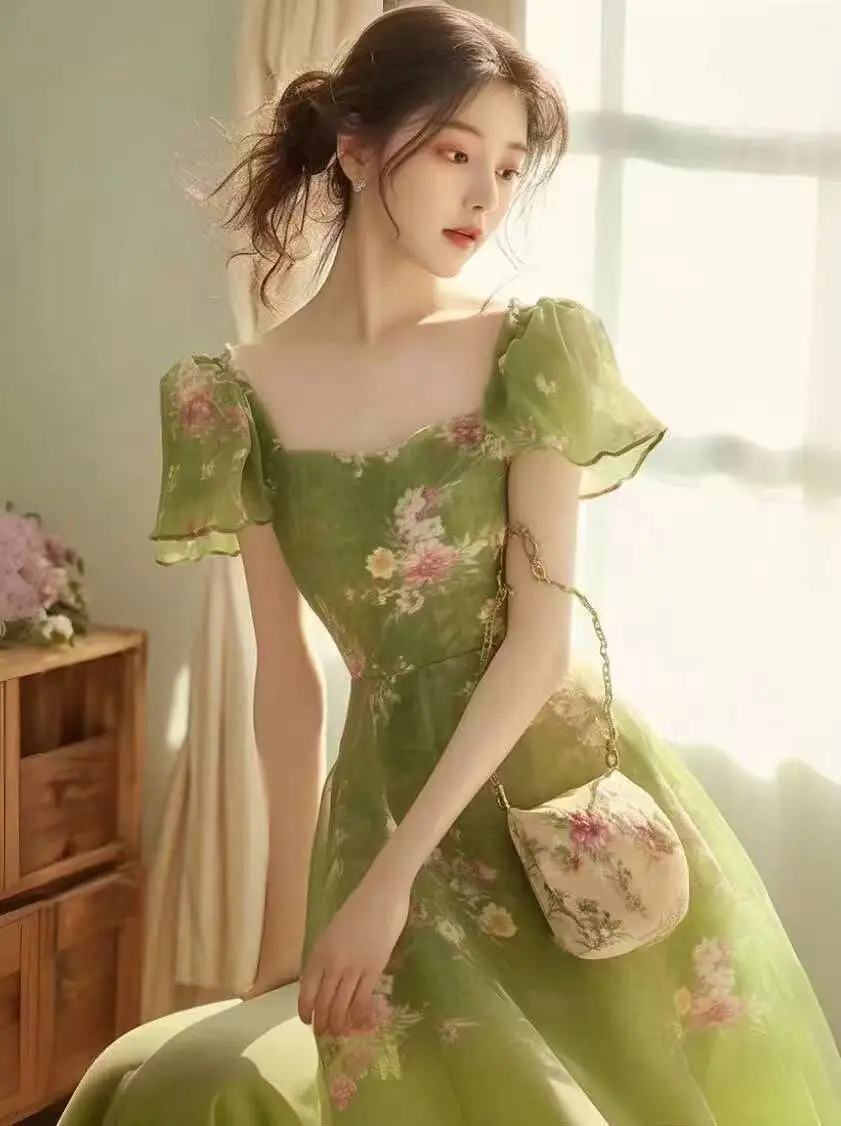 2025 New French Temperament Super Fairy Chiffon Dress Lazy Vacation Style High End Green Floral Dresses Children Summer Vestido
2025 New French Temperament Super Fairy Chiffon Dress Lazy Vacation Style High End Green Floral Dresses Children Summer Vestido