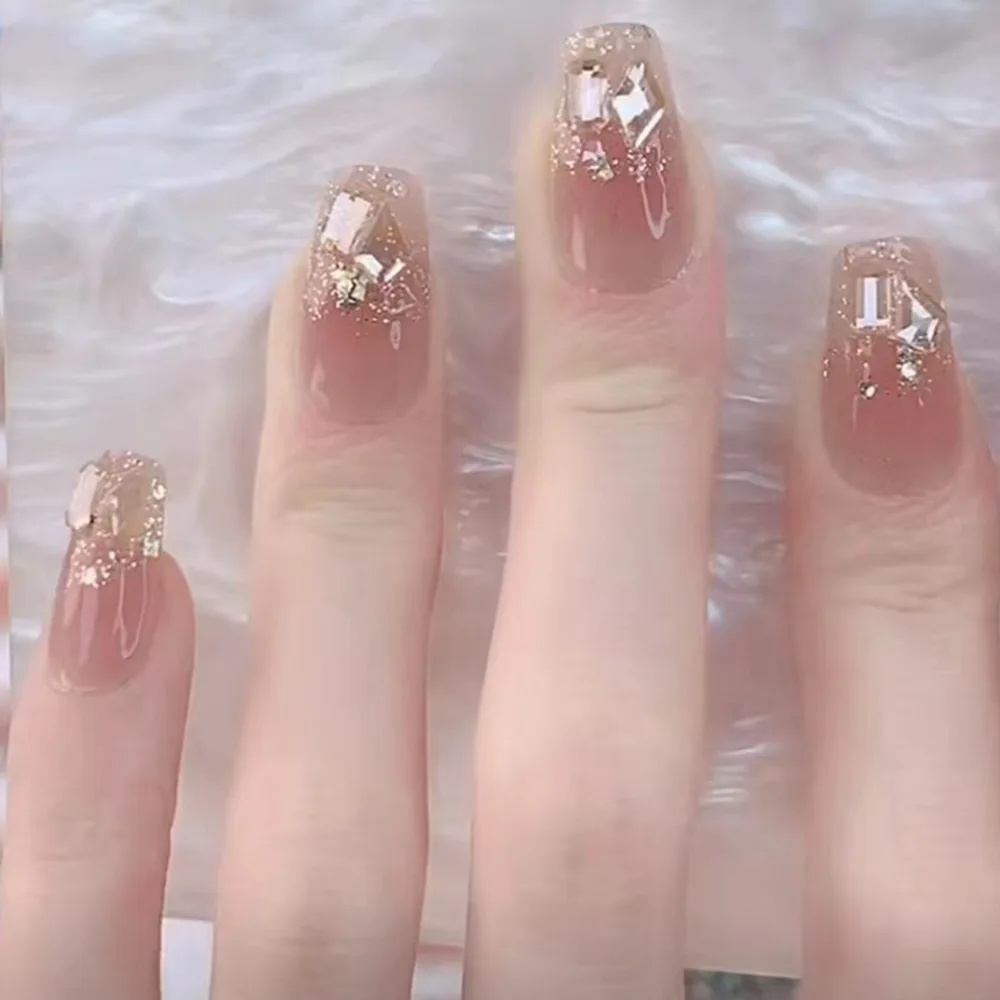 Nude Pink Press On Nails Gradient With Rhinestone & Glitter Medium Square False Nails Full Cover Fake Nails
Nude Pink Press On Nails Gradient With Rhinestone & Glitter Medium Square False Nails Full Cover Fake Nails