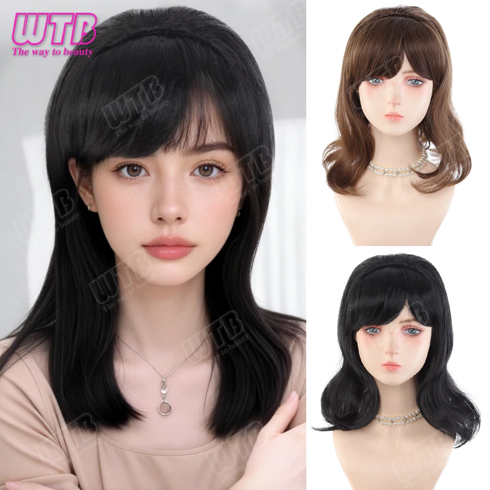 WTB Retro Bob Wig Synthetic Wig, 30cm Black/Brown 60s/70s Retro Honeycomb Style Suitable for Women's Everyday and Holiday Wear
WTB Retro Bob Wig Synthetic Wig, 30cm Black/Brown 60s/70s Retro Honeycomb Style Suitable for Women's Everyday and Holiday Wear