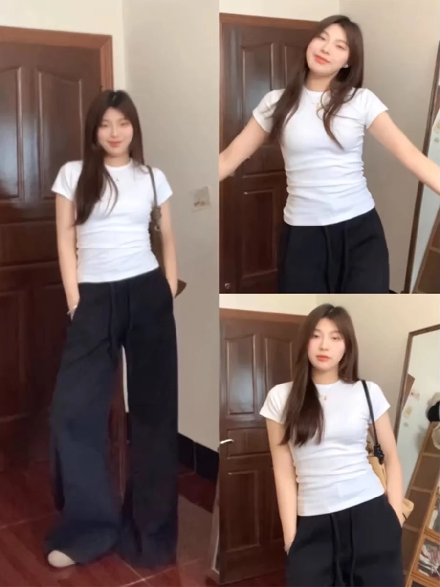 Fashion Straight Shoulder White T-shirt Women 2025 Summer New Style All-match Slim Short-sleeved T-shirt Bottoming Shirt Wh3
Fashion Straight Shoulder White T-shirt Women 2025 Summer New Style All-match Slim Short-sleeved T-shirt Bottoming Shirt Wh3