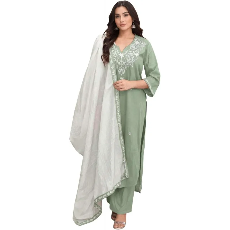 Women's Cotton Straight Kurta Pant Set with Dupatta | Embroidered Ethnic Kurta Set Festive & Traditional Wear
Women's Cotton Straight Kurta Pant Set with Dupatta | Embroidered Ethnic Kurta Set Festive & Traditional Wear