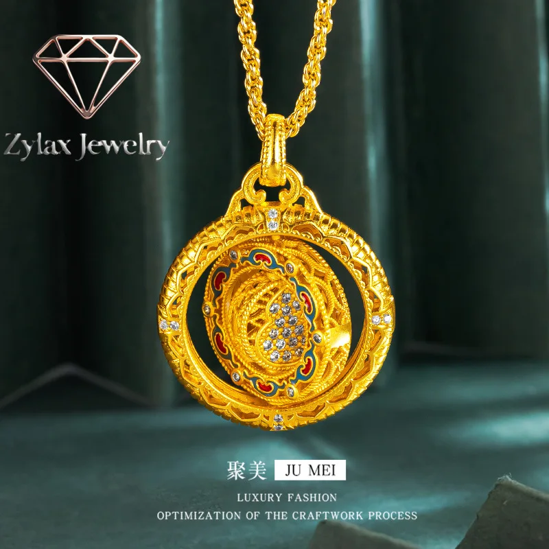 Zylax Jewelry Luxury 24K 9999 Pure Gold real gold Fu Sheng Lu rotating compass encrusted gourd enamel pendant women's necklace
Zylax Jewelry Luxury 24K 9999 Pure Gold real gold Fu Sheng Lu rotating compass encrusted gourd enamel pendant women's necklace