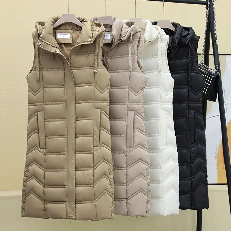 2024 New Autumn Winter Mid-length Down Cotton Women's Vest Coat Solid Color Zipper Hooded Casual Waistcoat Ladies J56
2024 New Autumn Winter Mid-length Down Cotton Women's Vest Coat Solid Color Zipper Hooded Casual Waistcoat Ladies J56