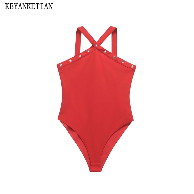 KEYANKETIAN Summer New Women's Hollow out Hole decoration Halter Vest Sexy Club Slim Sheath Camisole Red Sleeveless Top Bodysuit
KEYANKETIAN Summer New Women's Hollow out Hole decoration Halter Vest Sexy Club Slim Sheath Camisole Red Sleeveless Top Bodysuit