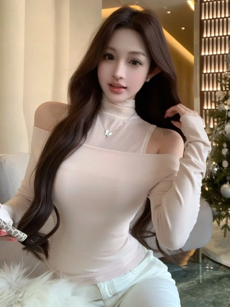 Slimming Mesh Splice High Collar Long Sleeve Base Shirt Women's Pure Desire Sexy Shoulder Exposure T-Shirt Korean Style Cityw...
Slimming Mesh Splice High Collar Long Sleeve Base Shirt Women's Pure Desire Sexy Shoulder Exposure T-Shirt Korean Style Cityw...
