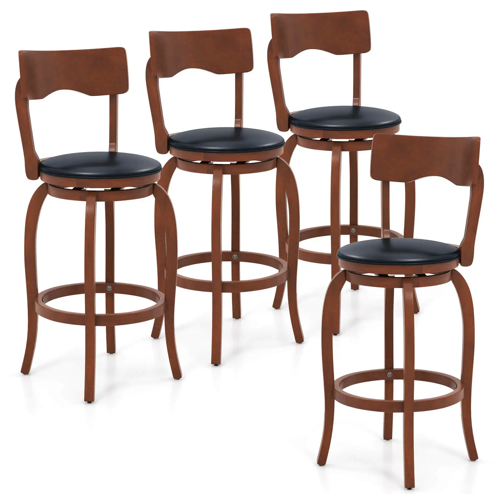 29" Swivel Bar Stools Set of 4 with Rubber Wood Frame Upholstered Seat Footrest
29" Swivel Bar Stools Set of 4 with Rubber Wood Frame Upholstered Seat Footrest