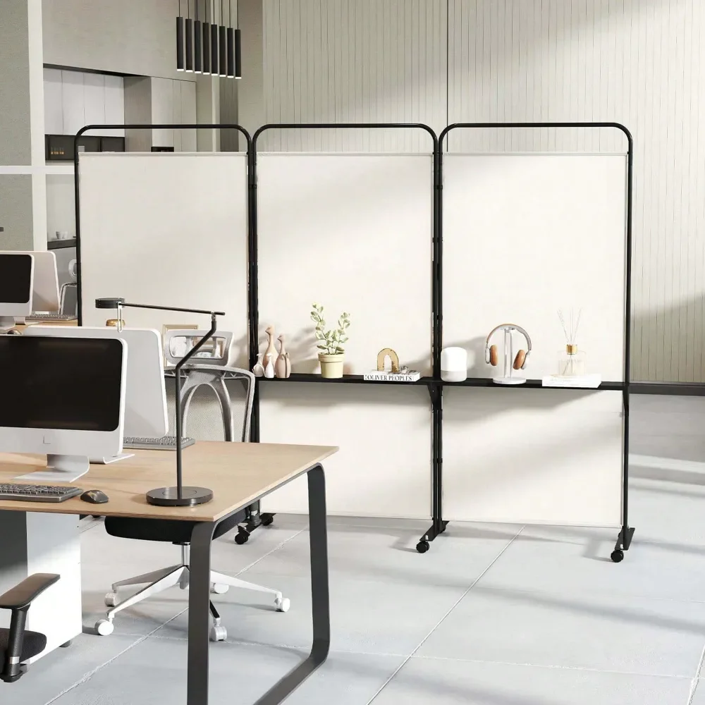 3Panel Room Divider With Storage Shelves 6FT Tall Folding Privacy Screen On Wheels Black White Gray Brown
3Panel Room Divider With Storage Shelves 6FT Tall Folding Privacy Screen On Wheels Black White Gray Brown
