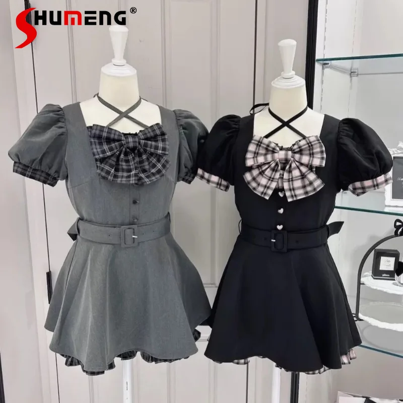 Japanese Y2k Vintage Plaid Bow Tie Waist Cinched Dress Sweet Heart Button Top And Shorts 2-Pcs Set Women's Rojita Daily Outfit
Japanese Y2k Vintage Plaid Bow Tie Waist Cinched Dress Sweet Heart Button Top And Shorts 2-Pcs Set Women's Rojita Daily Outfit
