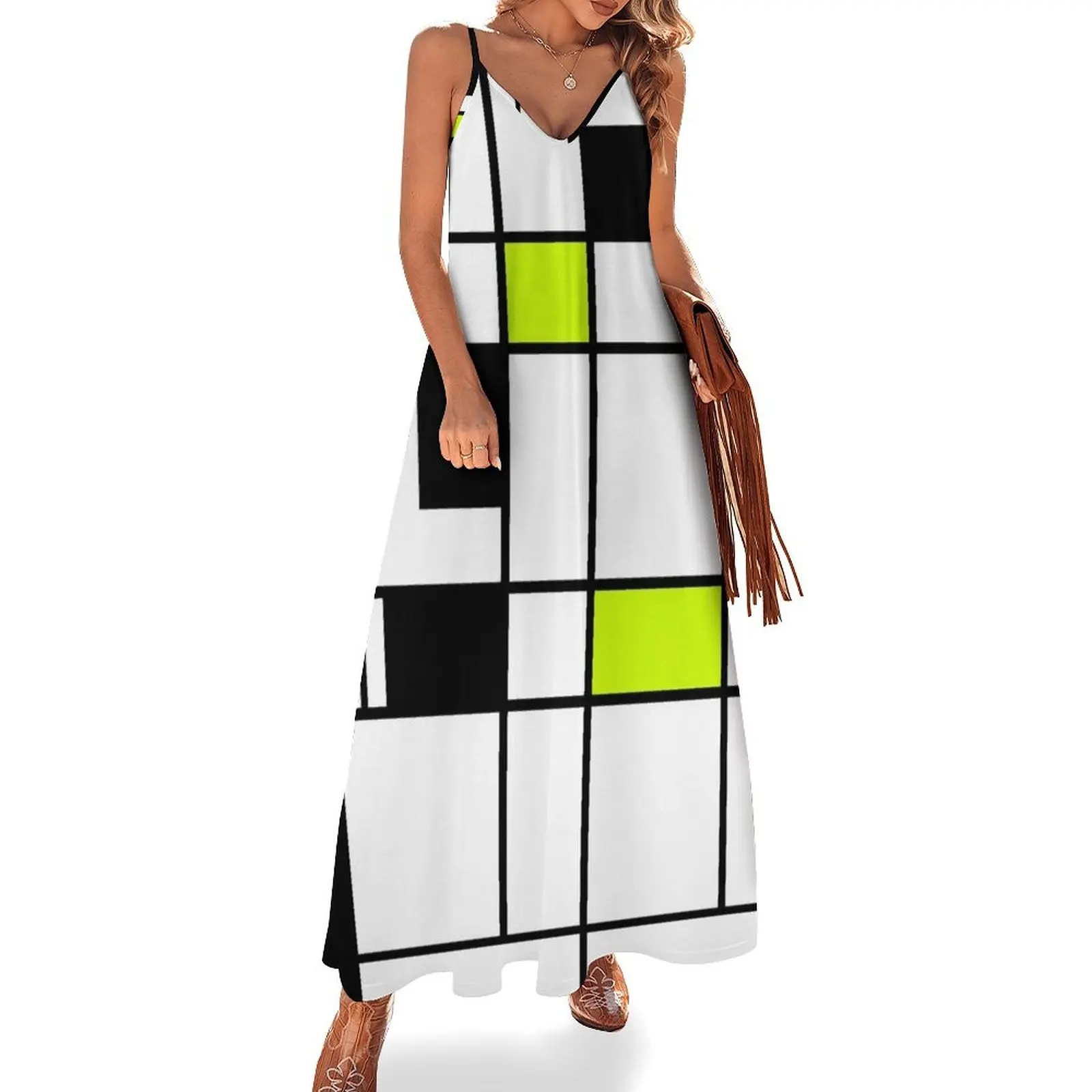Abstract geometric modern shapes black white green neon colors Sleeveless Dress loose summer dress dress party night
Abstract geometric modern shapes black white green neon colors Sleeveless Dress loose summer dress dress party night
