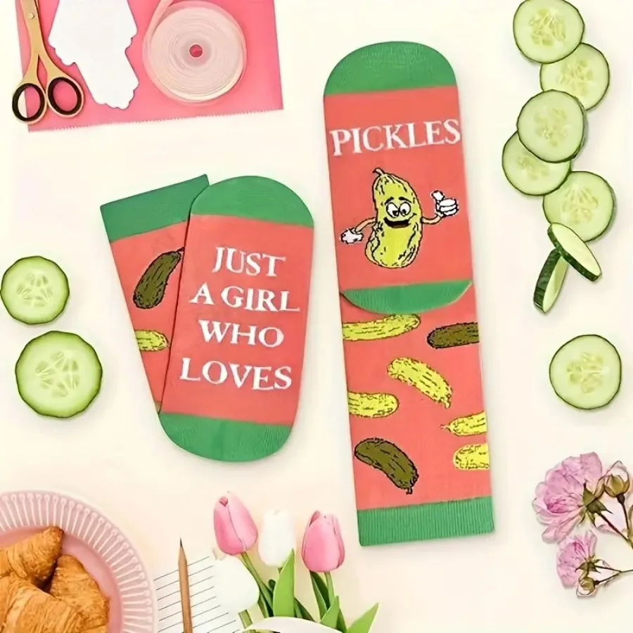 Pickle Pattern Mid-calf Socks 2 Pairs, Green Pink Fun Socks for Pickle Enthusiasts, Creative Playful Style
Pickle Pattern Mid-calf Socks 2 Pairs, Green Pink Fun Socks for Pickle Enthusiasts, Creative Playful Style