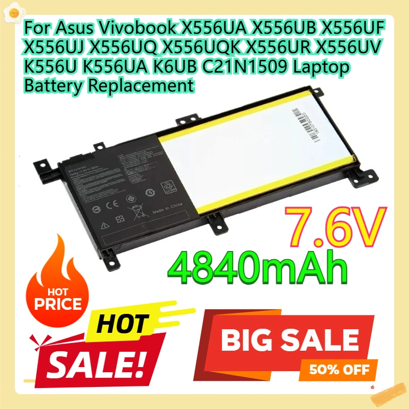 For Asus Vivobook X556UA X556UB X556UF X556UJ X556UQ X556UQK X556UR X556UV K556U K556UA K6UB C21N1509 Laptop Battery Replacement
For Asus Vivobook X556UA X556UB X556UF X556UJ X556UQ X556UQK X556UR X556UV K556U K556UA K6UB C21N1509 Laptop Battery Replacement