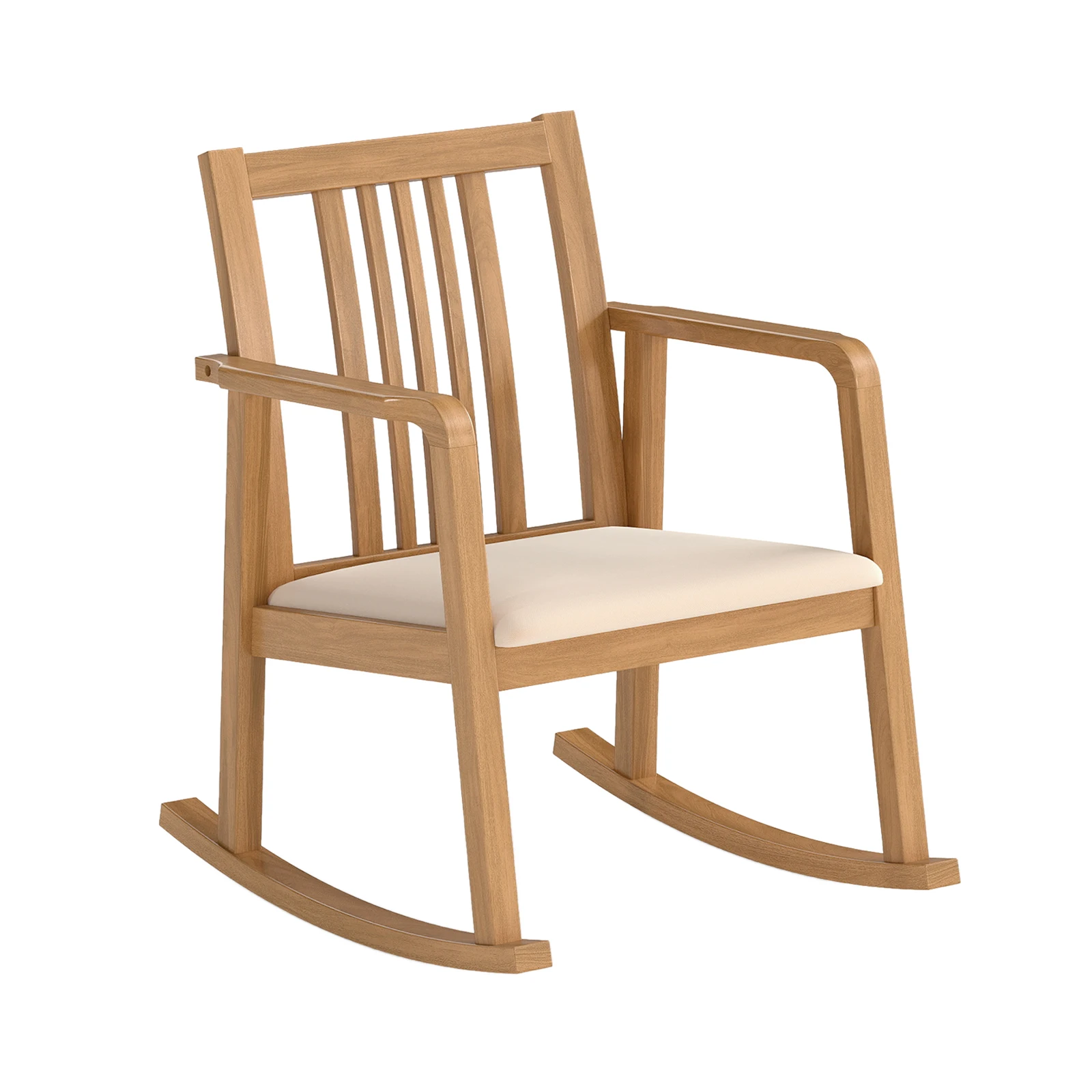 Rocking Chair w/ Cushioned Seat, Slatted Back & Curved Armrests for Living Room
Rocking Chair w/ Cushioned Seat, Slatted Back & Curved Armrests for Living Room