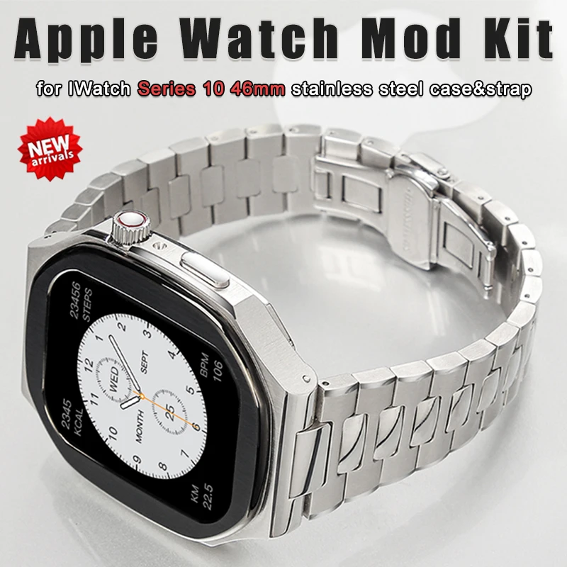 Luxury Stainless Steel Case Modification Kit for Apple Watch Band 10 46mm 316L Metal Strap Iwatch Series 10 46mm Refit Mod Kit 
Luxury Stainless Steel Case Modification Kit for Apple Watch Band 10 46mm 316L Metal Strap Iwatch Series 10 46mm Refit Mod Kit