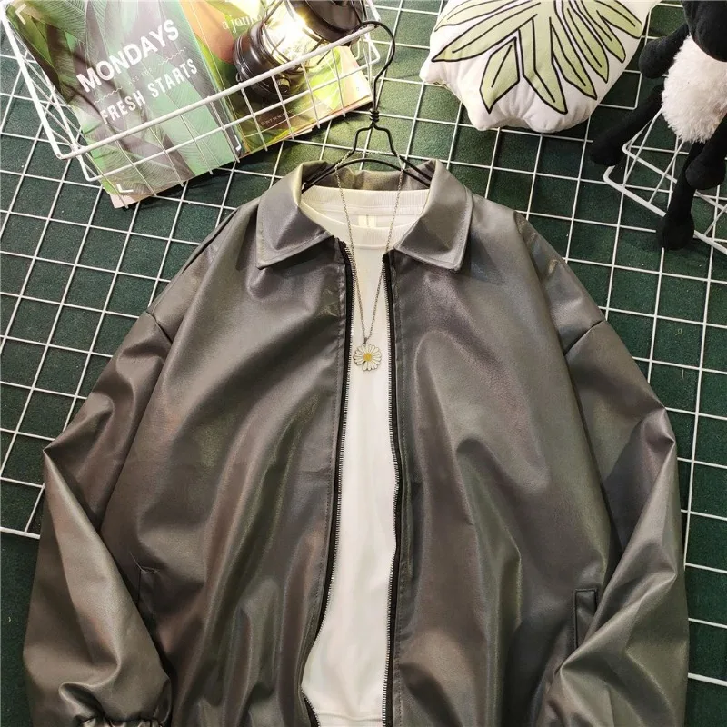 Unisex Couple Motorcycle PU Leather Jacket Loose Fit Collared Streetwear Coat for Autumn Winter Instagram Style Large Size
Unisex Couple Motorcycle PU Leather Jacket Loose Fit Collared Streetwear Coat for Autumn Winter Instagram Style Large Size