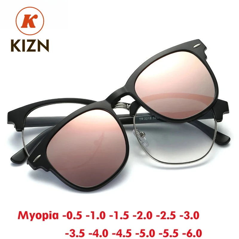 KIZN 6 In 1 Men Women Polarized Optical Myopia Sunglasses Clip Magnet Classic Style Glasses Custom Eyewear Frame -0.5 to-10
KIZN 6 In 1 Men Women Polarized Optical Myopia Sunglasses Clip Magnet Classic Style Glasses Custom Eyewear Frame -0.5 to-10