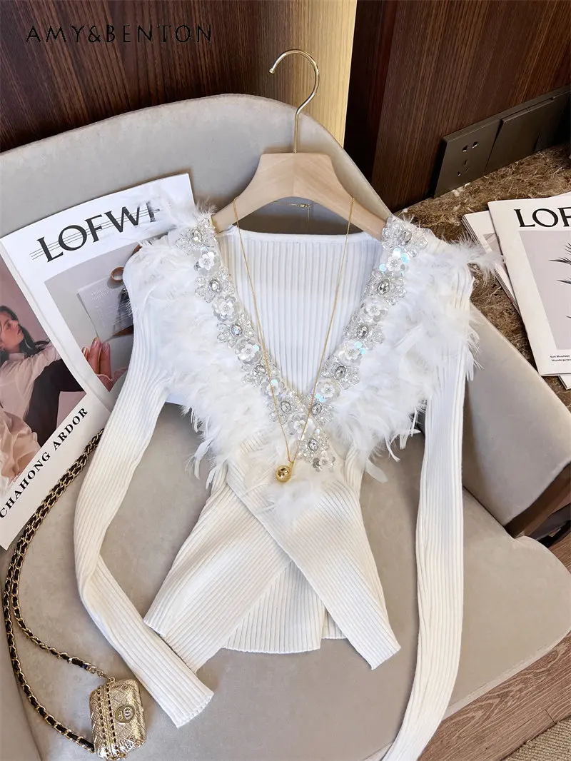 Heavy Embroidery Sequins Beaded Flower Feather Sweater Autumn and Winter New Special-Interest Design Knitted Pullover for Women
Heavy Embroidery Sequins Beaded Flower Feather Sweater Autumn and Winter New Special-Interest Design Knitted Pullover for Women