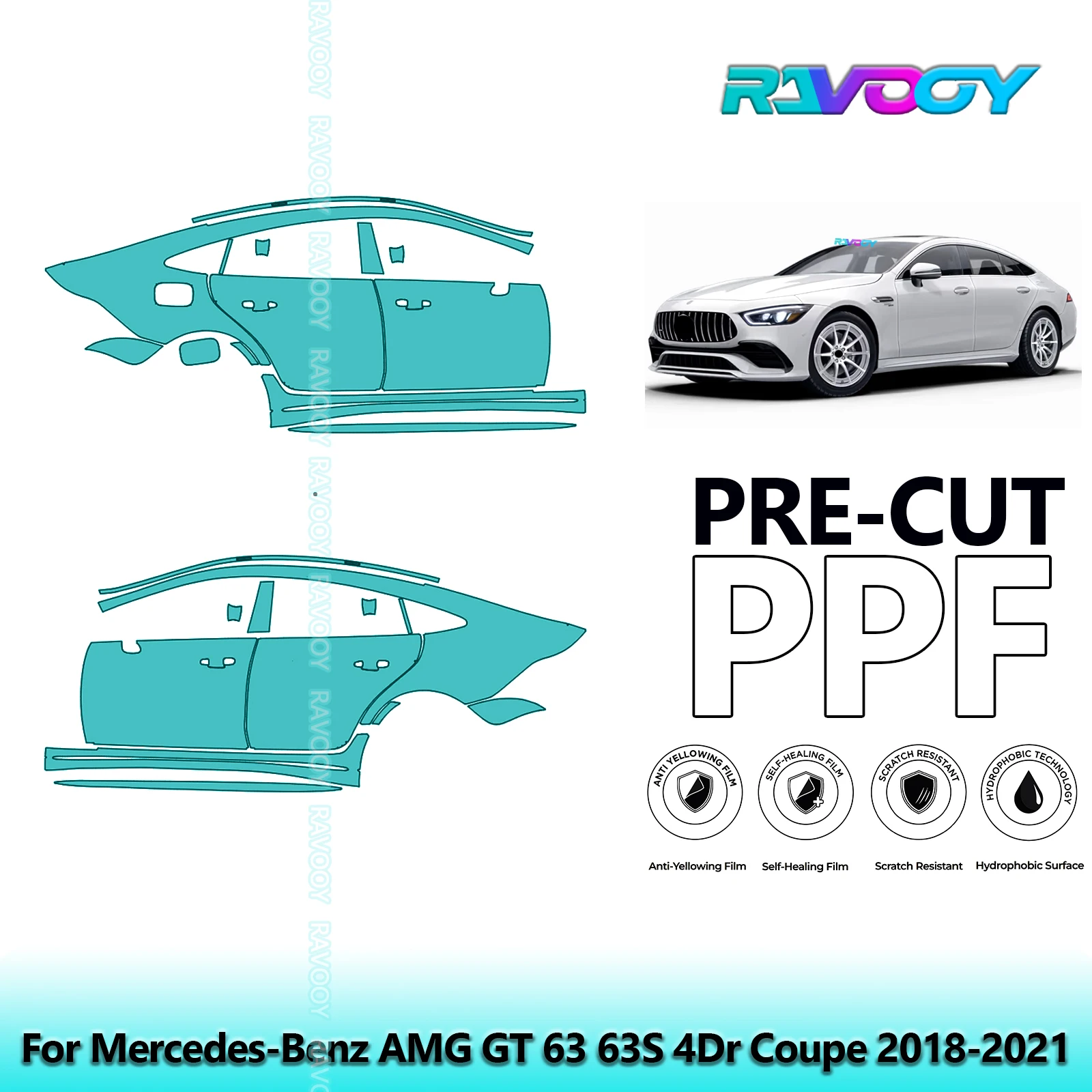 For Mercedes-Benz AMG GT 63 63S 4Dr Coupe 2018-2021 8.5mil Pre-Cut PPF Door & A/B Pillar Kit TPU Paint Protection Film Set
For Mercedes-Benz AMG GT 63 63S 4Dr Coupe 2018-2021 8.5mil Pre-Cut PPF Door & A/B Pillar Kit TPU Paint Protection Film Set