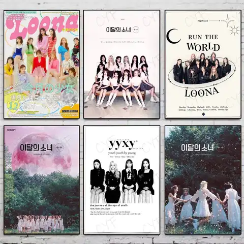 Korea Kpop Band L-Loona Kpop Poster High Quality Dorm Living Room Aesthetic Wall Decoration Painting Stickers Gift