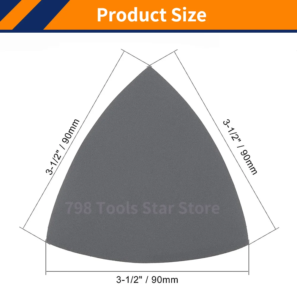 50PCS 90mm Triangular Sandpaper Hook and Loop Triangle Sanding Pad,3-1/2" Oscillating Multi-Tool Silicon Carbide for Wet/Dry Use
50PCS 90mm Triangular Sandpaper Hook and Loop Triangle Sanding Pad,3-1/2" Oscillating Multi-Tool Silicon Carbide for Wet/Dry Use