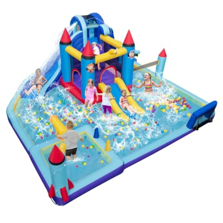 Inflatable Water Slide Giant Waterslide Park Bounce House w/Dual Slides Splash Pool Volleyball Football Goal Blow Up Water Slid
Inflatable Water Slide Giant Waterslide Park Bounce House w/Dual Slides Splash Pool Volleyball Football Goal Blow Up Water Slid