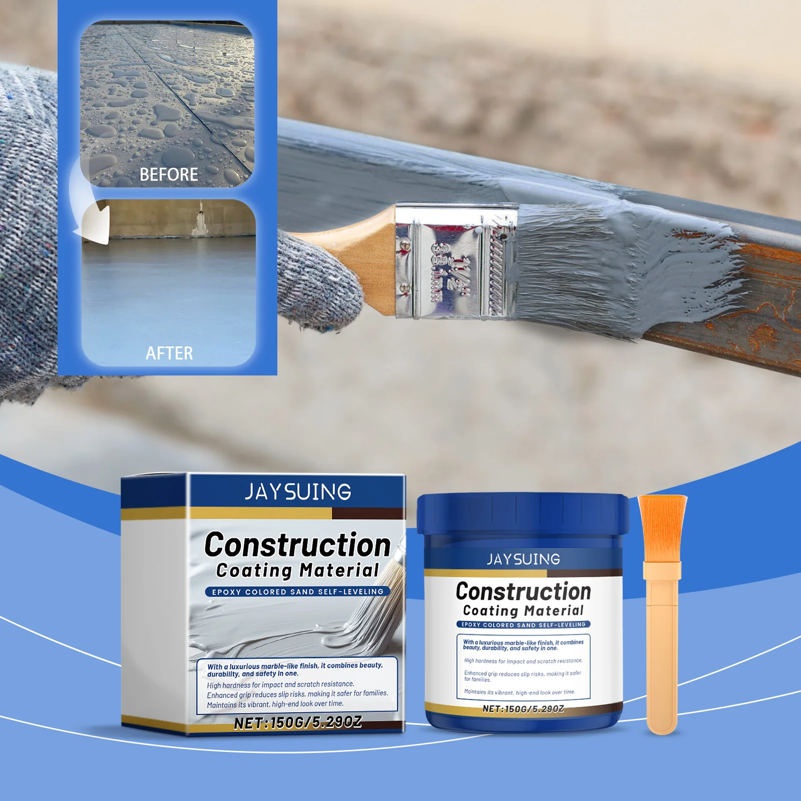 Gray Water-Based Epoxy Floor Paint Waterproof Coating Crack-Resistant, Abrasion-Resistant, Durable, Long-Lasting, Quick-Drying
Gray Water-Based Epoxy Floor Paint Waterproof Coating Crack-Resistant, Abrasion-Resistant, Durable, Long-Lasting, Quick-Drying