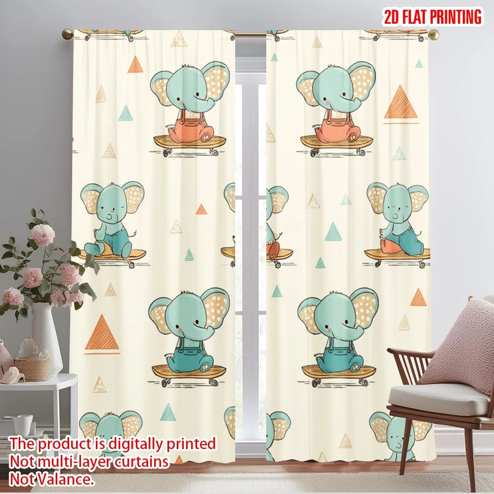 2pcs 2D flat printing Curtain Cute Elephants Skateboarding Polyester Without Electricity Festive Holiday Perfect for Room
2pcs 2D flat printing Curtain Cute Elephants Skateboarding Polyester Without Electricity Festive Holiday Perfect for Room