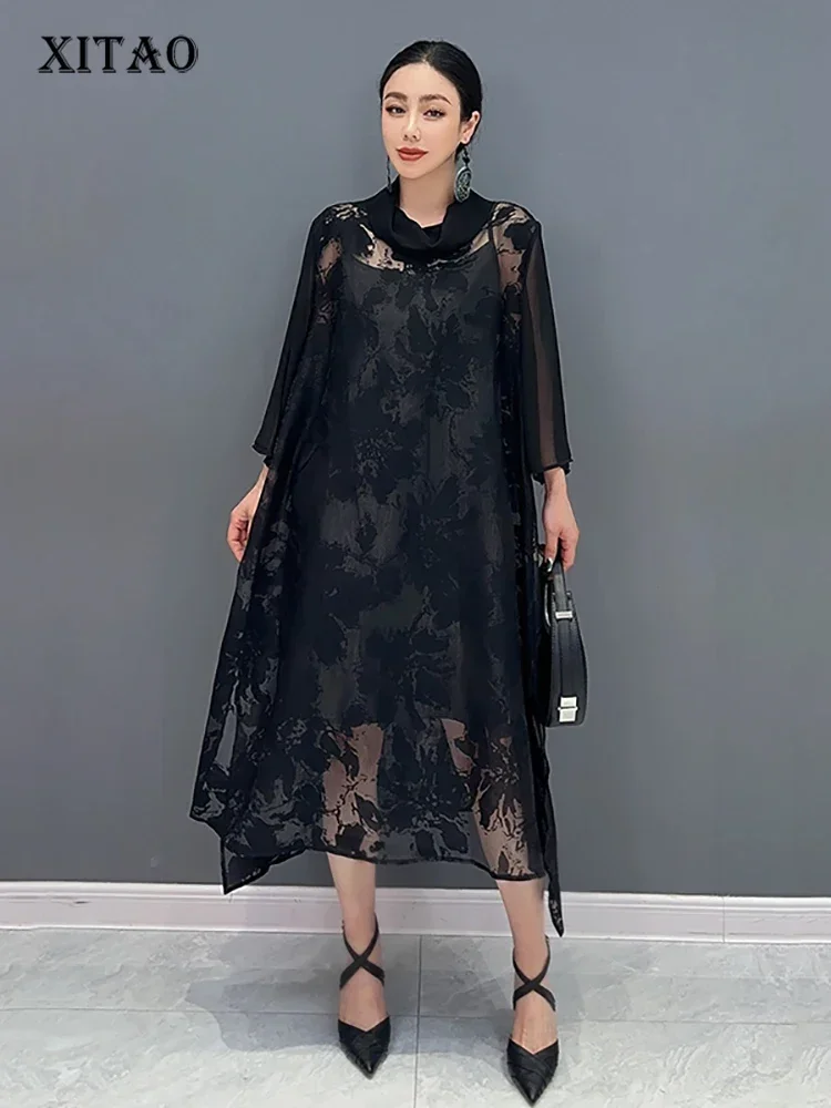 XITAO Sheer Jacquard Loose Dress Solid Color Pullover Side Split Patchwork Elegant Summer Fashion Women New Dress LYD1803
XITAO Sheer Jacquard Loose Dress Solid Color Pullover Side Split Patchwork Elegant Summer Fashion Women New Dress LYD1803