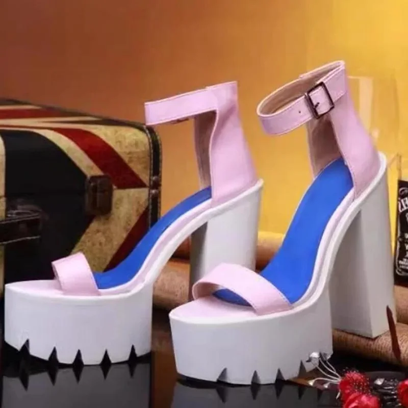 Woman Black Chunky Sandals Platform Peep Toe Big Ankle Strap 18CM Women Shoes Hollow Rubber Heels Sky High Heel Pumps Pink White
Woman Black Chunky Sandals Platform Peep Toe Big Ankle Strap 18CM Women Shoes Hollow Rubber Heels Sky High Heel Pumps Pink White