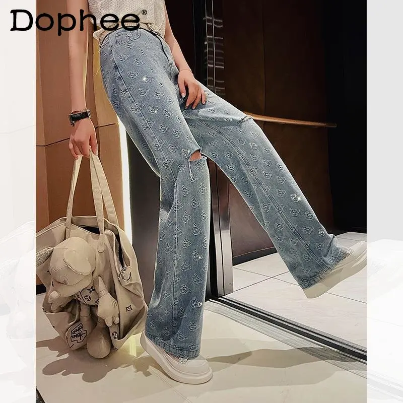 Streetwear Rhinestone Cute Cartoon Printed Ripped Pants Women Loose Slimming High Waisted Jeans 2022 New Spring Summer Trousers
Streetwear Rhinestone Cute Cartoon Printed Ripped Pants Women Loose Slimming High Waisted Jeans 2022 New Spring Summer Trousers