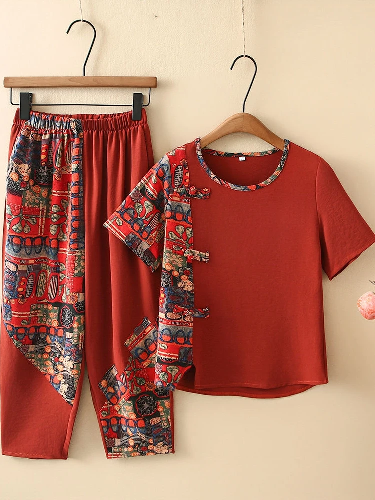 Cotton Linen Short Sleeve Two-Piece Set Women's Mid-Late Summer Clothing Comfortable Breathable Natural Color Cotton round Neck
Cotton Linen Short Sleeve Two-Piece Set Women's Mid-Late Summer Clothing Comfortable Breathable Natural Color Cotton round Neck
