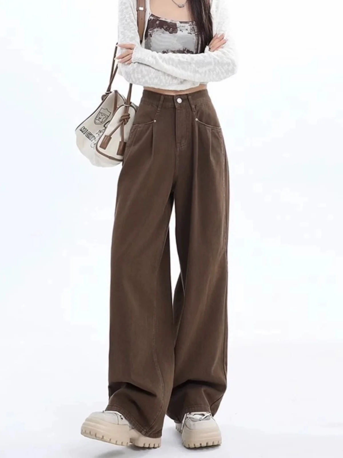 High Waist Straight Leg Jeans plus Size Women's Coffee Color Autumn New Style Retro Loose Slimming Floor-Length Wide Leg Pants
High Waist Straight Leg Jeans plus Size Women's Coffee Color Autumn New Style Retro Loose Slimming Floor-Length Wide Leg Pants