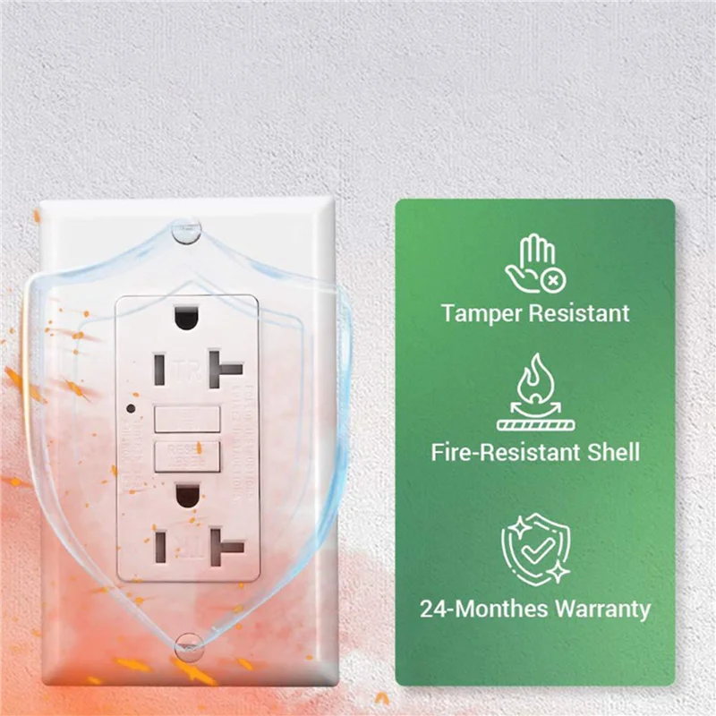 AB41-2X GFCI Outlet 20A, GFI Electrical Receptacle With LED Indicator, 20A Tamper-Resistant Ground Fault Circuit Interrupter
AB41-2X GFCI Outlet 20A, GFI Electrical Receptacle With LED Indicator, 20A Tamper-Resistant Ground Fault Circuit Interrupter
