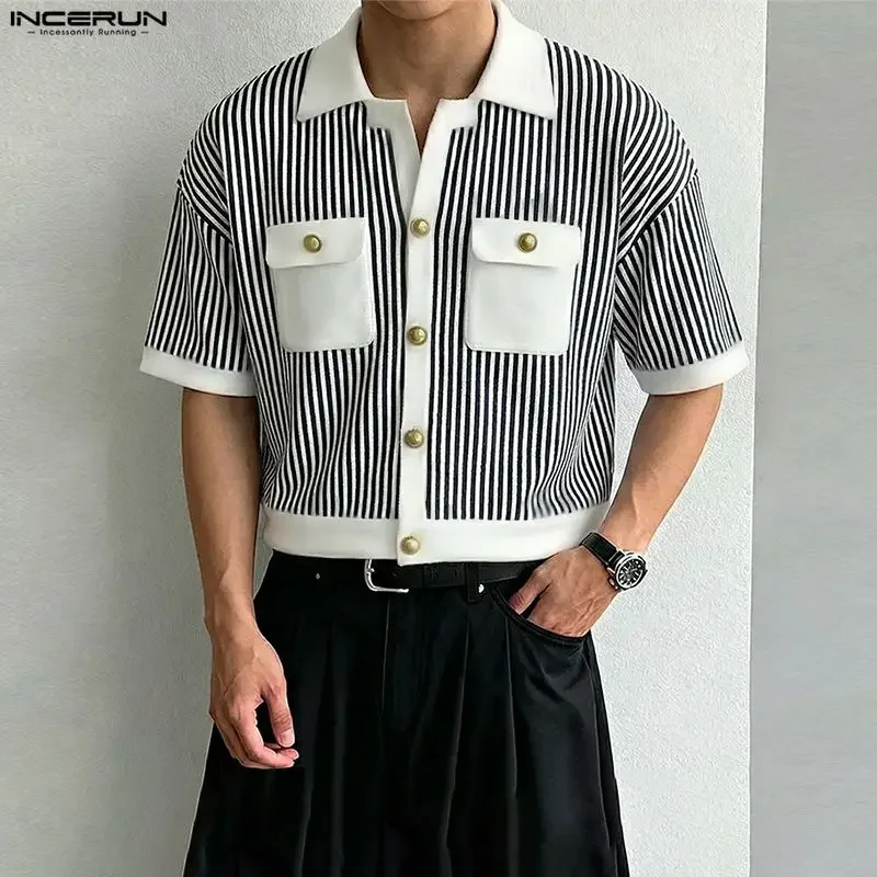 INCERUN Men Shirt Striped Patchwork Lapel Short Sleeve Casual Men Clothing Summer Color-block Fashion Leisure Tops Male Shirts
INCERUN Men Shirt Striped Patchwork Lapel Short Sleeve Casual Men Clothing Summer Color-block Fashion Leisure Tops Male Shirts