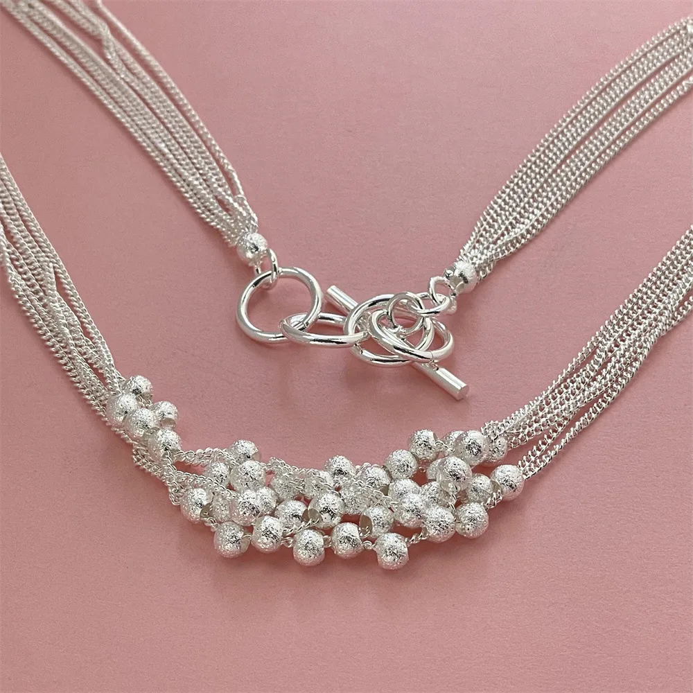 Soft Layering 46CM Six-line Frosted Bead Necklace Silver & Gold S925 Sterling Silver For Women Light beads for layered styling
Soft Layering 46CM Six-line Frosted Bead Necklace Silver & Gold S925 Sterling Silver For Women Light beads for layered styling