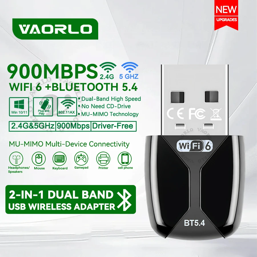 Новые обновления: USB-адаптер WIFI6 2 в 1, Bluetooth 5.4, двухдиапазонный (2,4 ГГц и 5 ГГц), Wi-Fi 6 802.11AX, 900 Мбит/с, мини-приемник беспроводной карты для Windows 10/11, без драйверов, Plug and Play
Новые обновления: USB-адаптер WIFI6 2 в 1, Bluetooth 5.4, двухдиапазонный (2,4 ГГц и 5 ГГц), Wi-Fi 6 802.11AX, 900 Мбит/с, мини-приемник беспроводной карты для Windows 10/11, без драйверов, Plug and Play