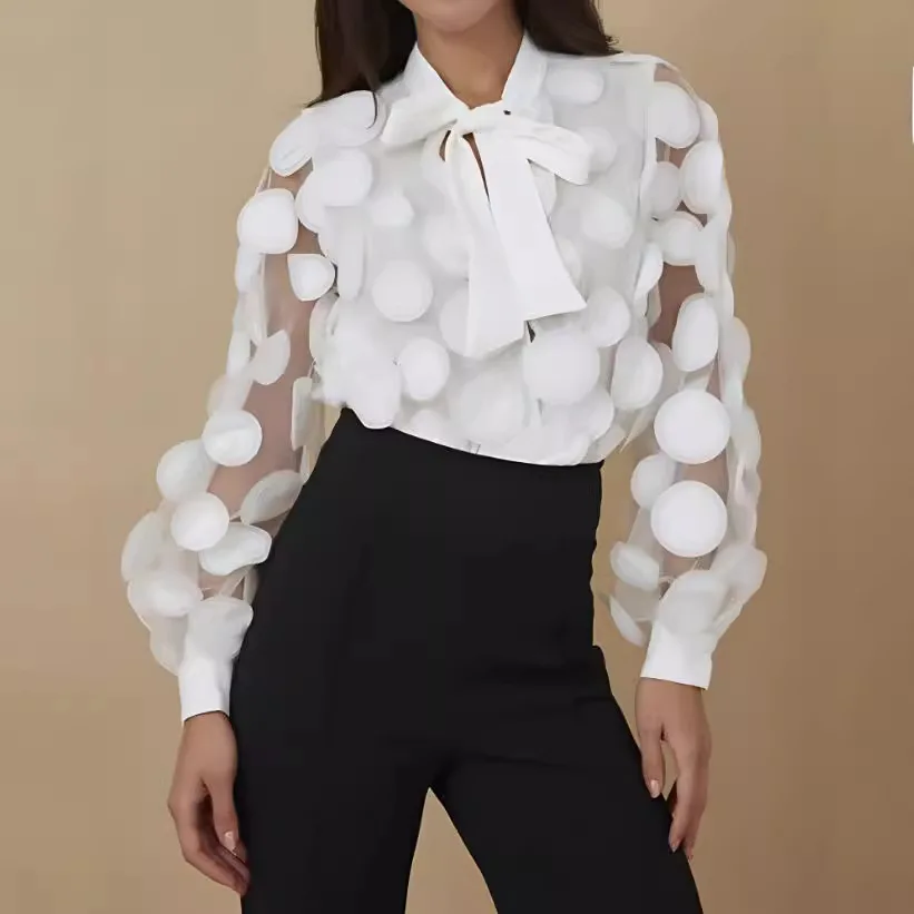 Mesh Patchwork Chiffon Shirts For Women Autumn Winter Casual Loose Long Sleeve Lace Up Solid Shirt Tops Femme
Mesh Patchwork Chiffon Shirts For Women Autumn Winter Casual Loose Long Sleeve Lace Up Solid Shirt Tops Femme