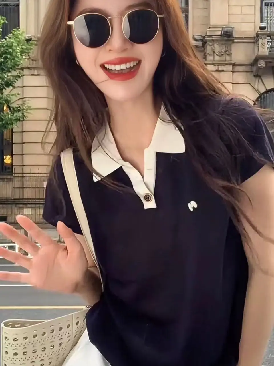 Stylish Color Block Neck Knitted Short Sleeve T-Shirt Women's Summer New Simple Casual Slim Fit Small Top City Walk
Stylish Color Block Neck Knitted Short Sleeve T-Shirt Women's Summer New Simple Casual Slim Fit Small Top City Walk